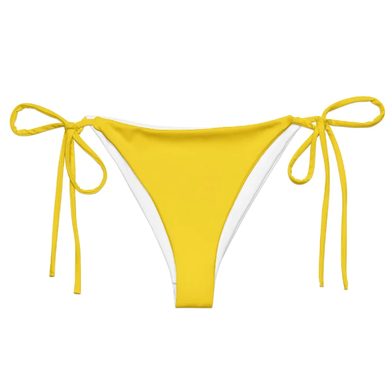 supportive striped swimwear-Yellow String Bikini Swimsuit Bottoms