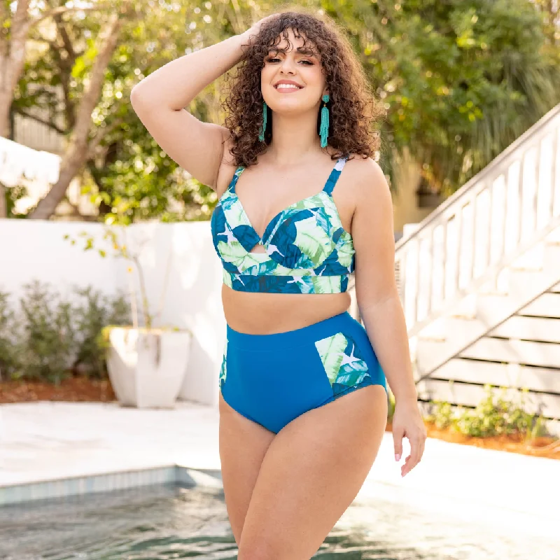 plus-size tropical swimwear-You, Me And The Sea Swim Bottom, Aqua