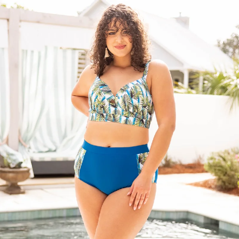 UV-blocking floral swimwear-You, Me And The Sea Swim Bottom, Blue Floral